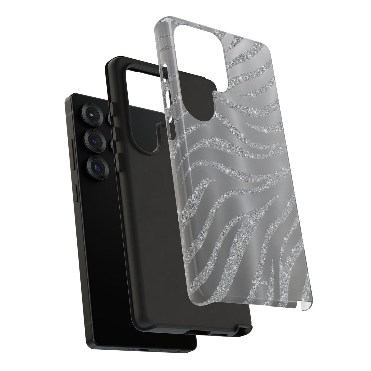 Silver Glitter Zebra Tough Case
