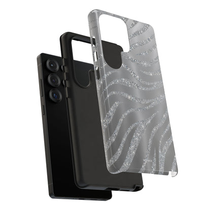Silver Glitter Zebra Tough Case