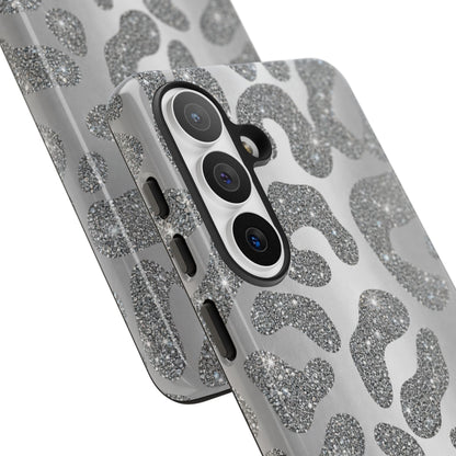Silver Glitter Leopard Tough Case