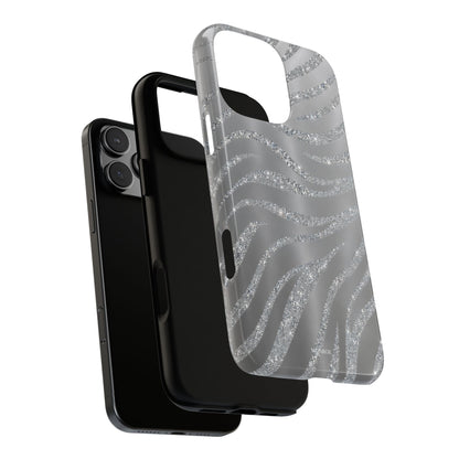 Silver Glitter Zebra Tough Case