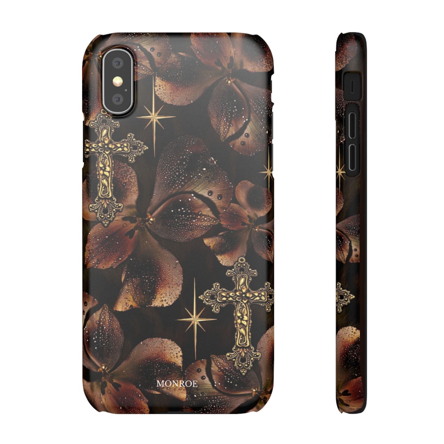 Brown Floral Cross Case