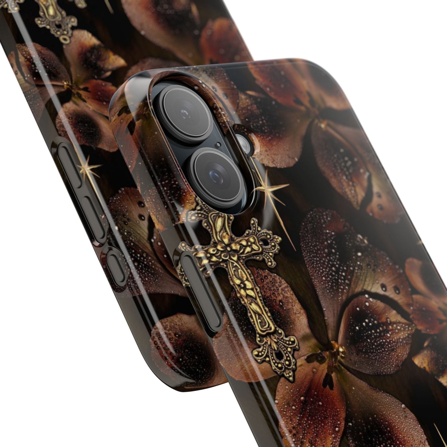 Brown Floral Cross Case