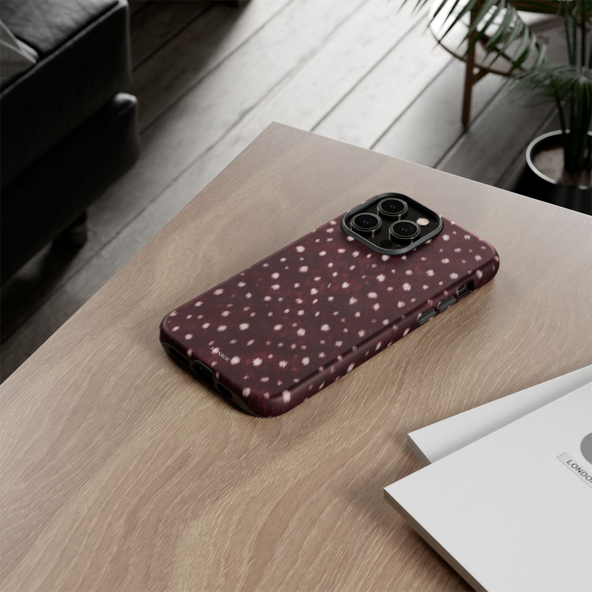 Burgundy Spotted Fur Tough Case