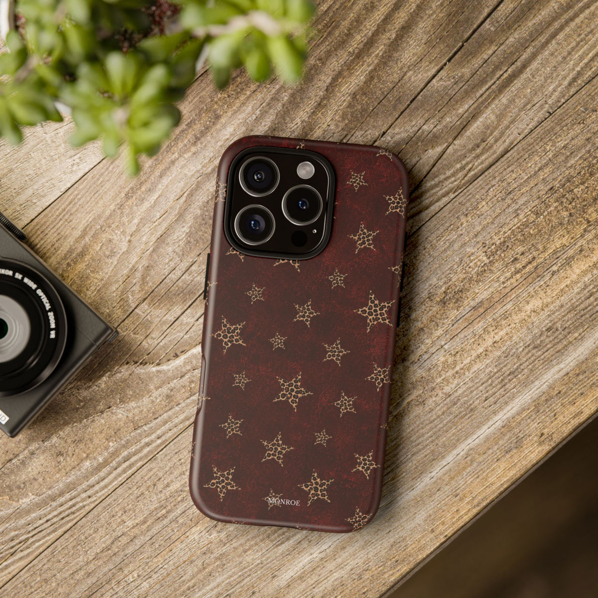 Burgundy Leopard Star Tough Case