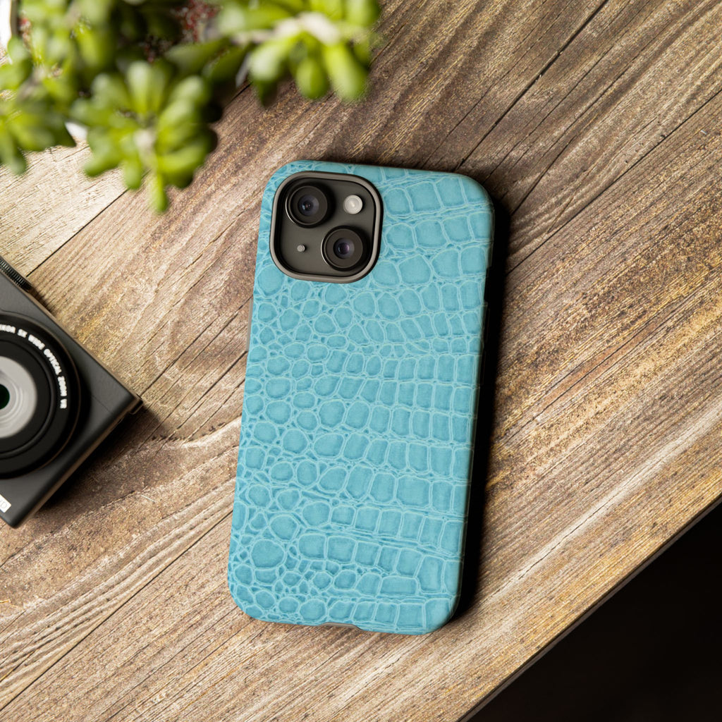 Croc Embossed Turquoise Phone Case