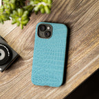 Croc Embossed Turquoise Phone Case