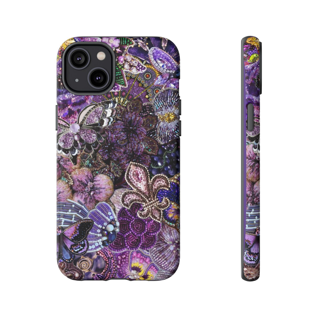 Purple Fleur-de-Lis Floral Tough Phone Case