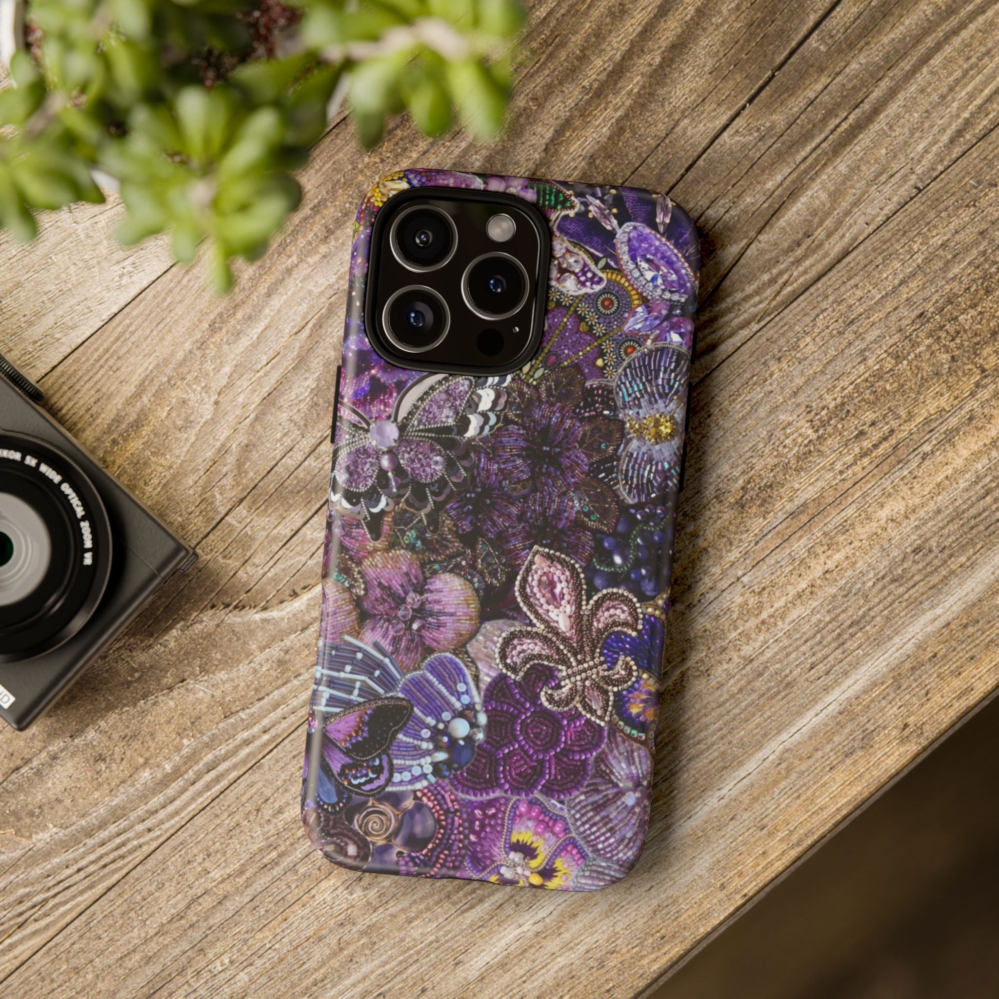 Purple Fleur-de-Lis Floral Tough Phone Case