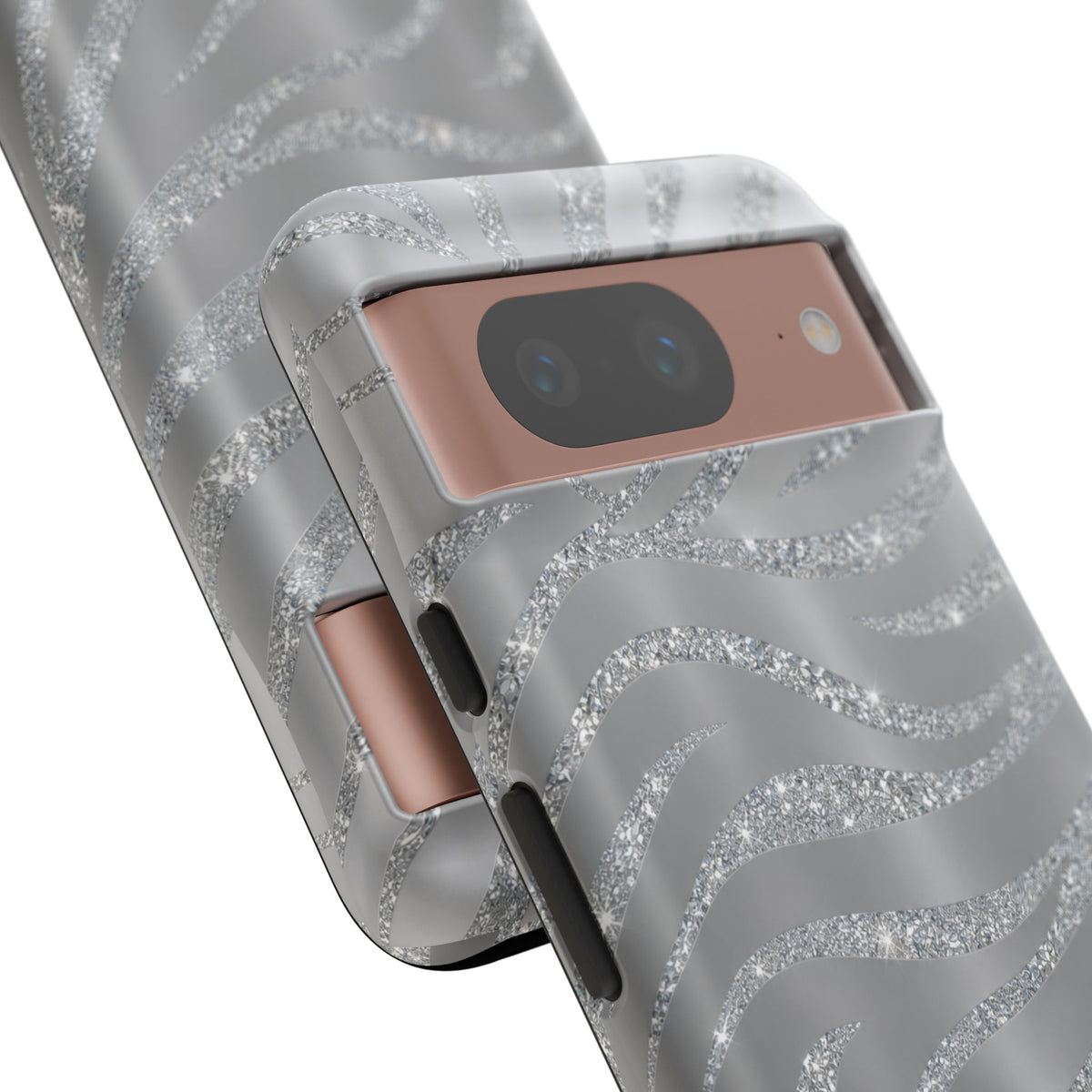 Silver Glitter Zebra Tough Case