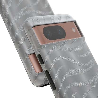Silver Glitter Zebra Tough Case