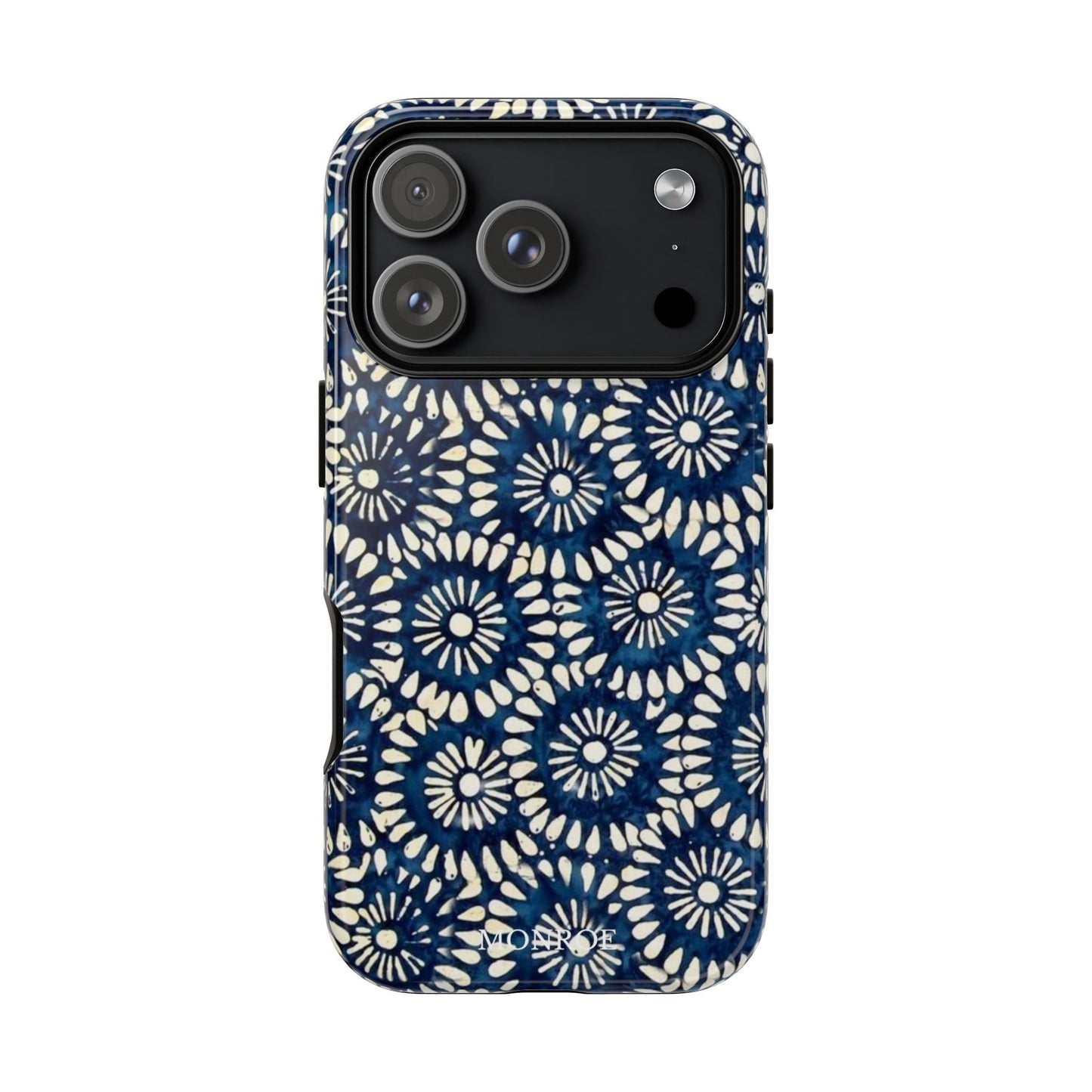 Navy Shibori Floral Tough Phone Case