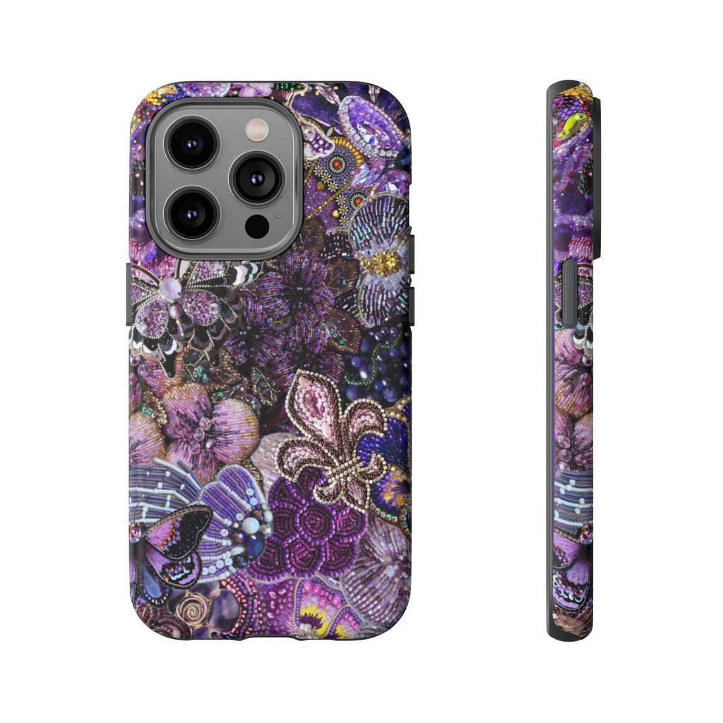 Purple Fleur-de-Lis Floral Tough Phone Case