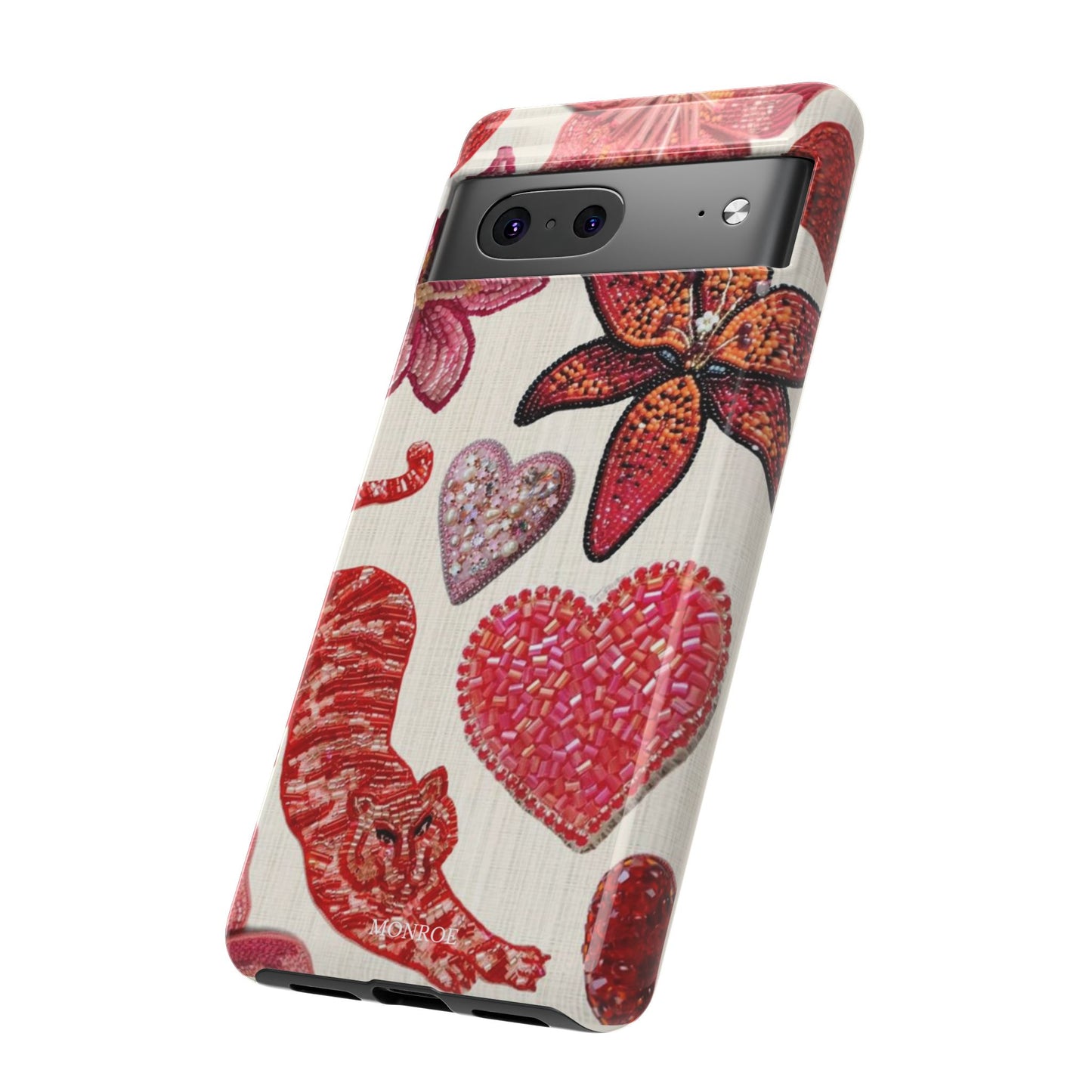 Floral & Heart Pattern Tough Case