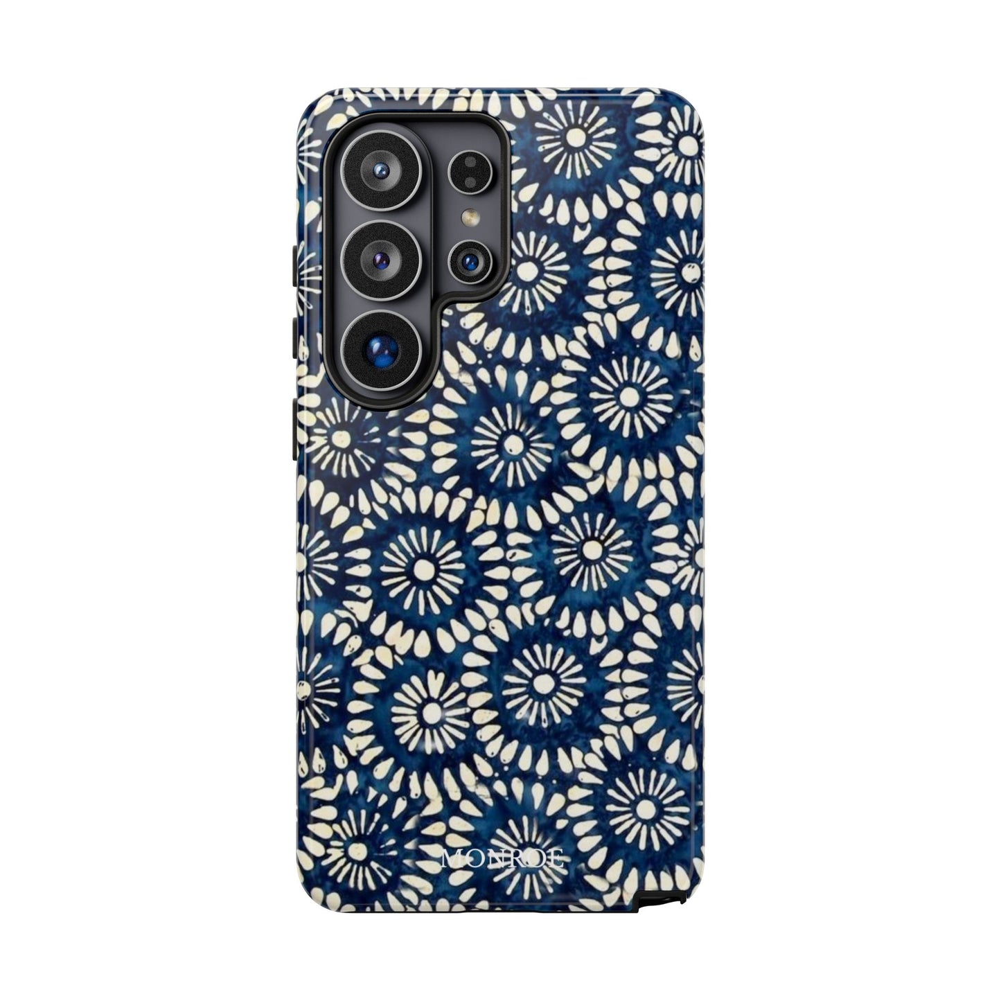Navy Shibori Floral Tough Phone Case