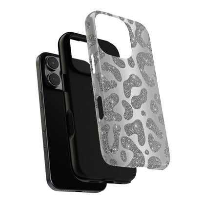 Silver Glitter Leopard Tough Case