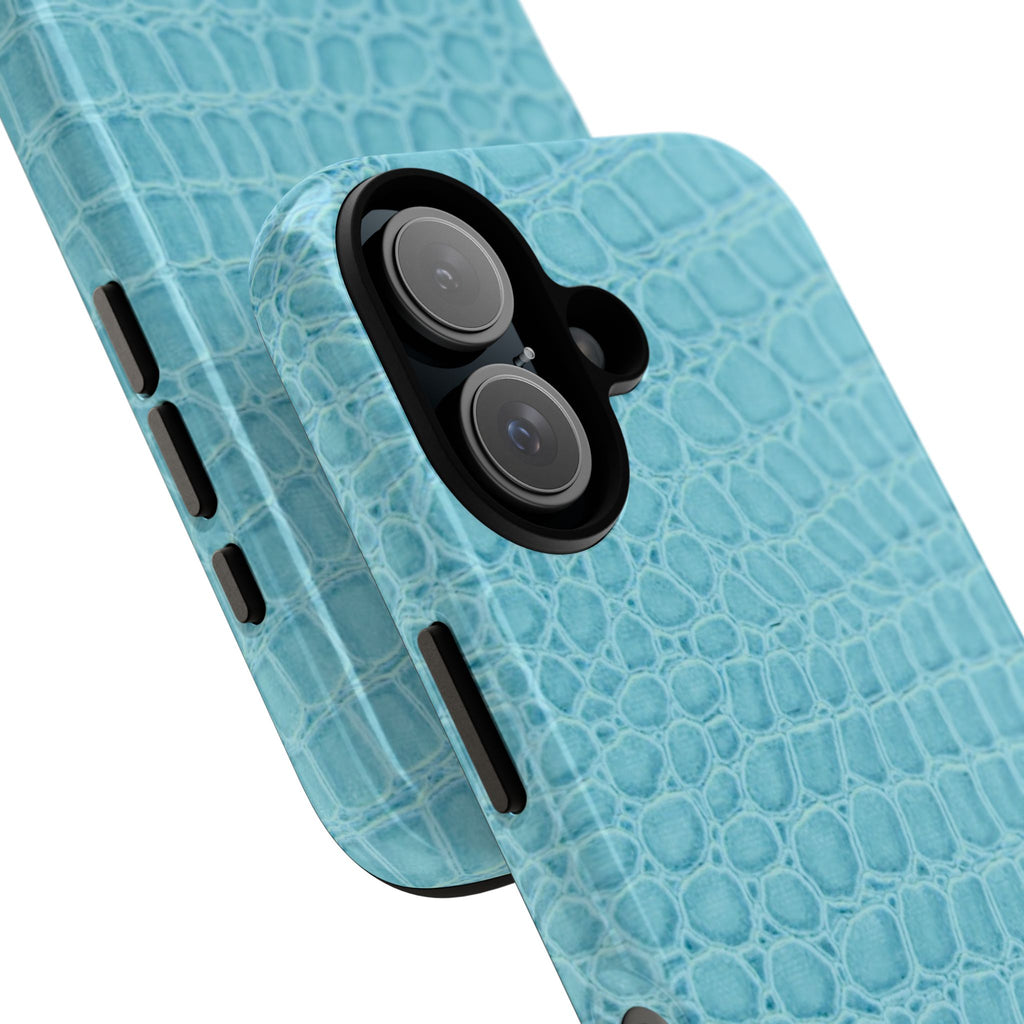 Croc Embossed Turquoise Phone Case