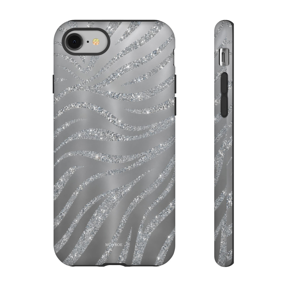 Silver Glitter Zebra Tough Case