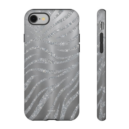 Silver Glitter Zebra Tough Case
