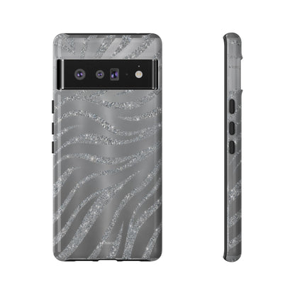 Silver Glitter Zebra Tough Case