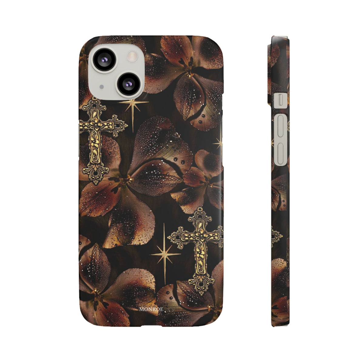 Brown Floral Cross Case