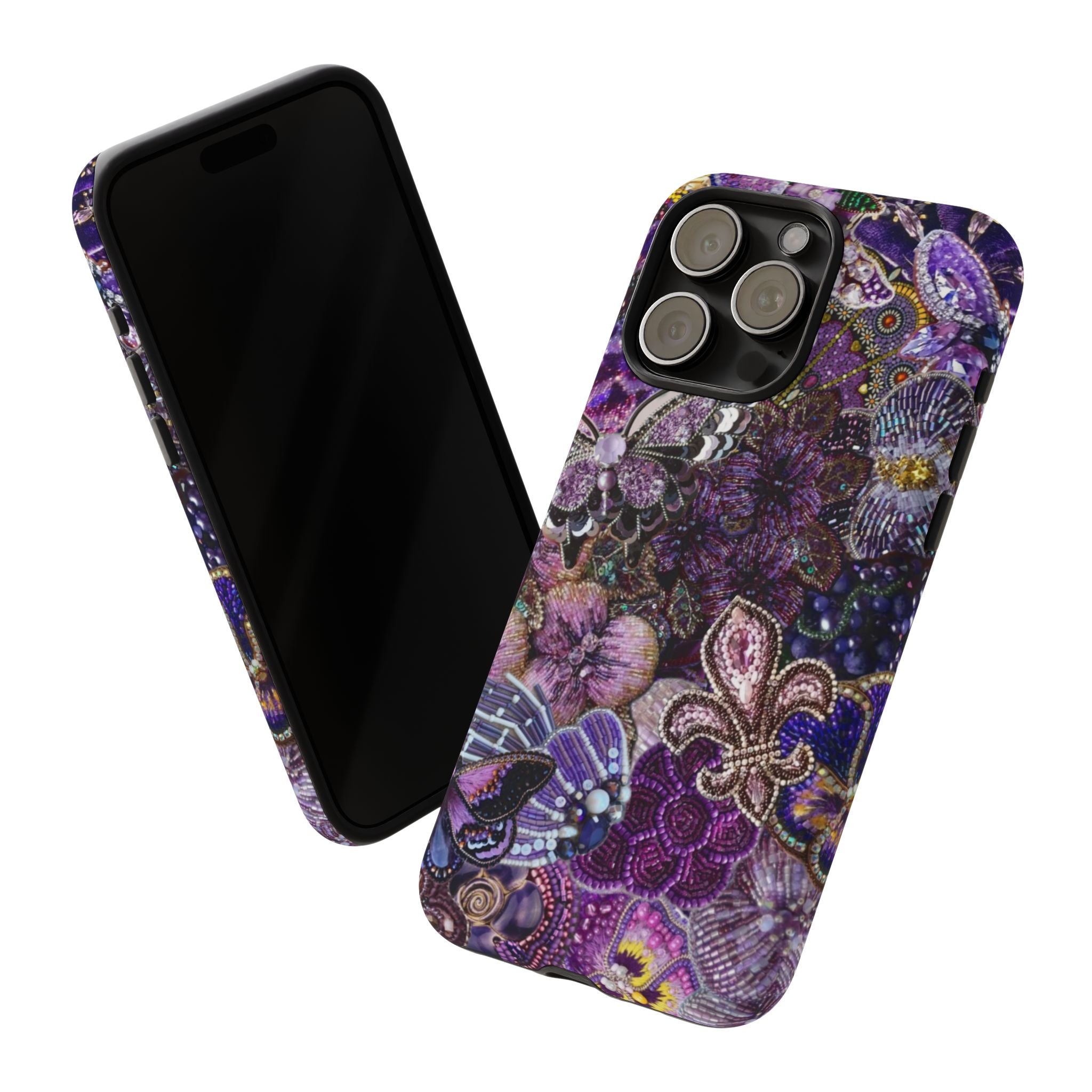 Purple Fleur-de-Lis Floral Tough Phone Case