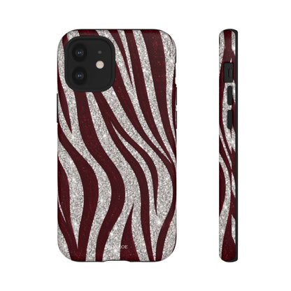 Burgundy Zebra Glitter Tough Case