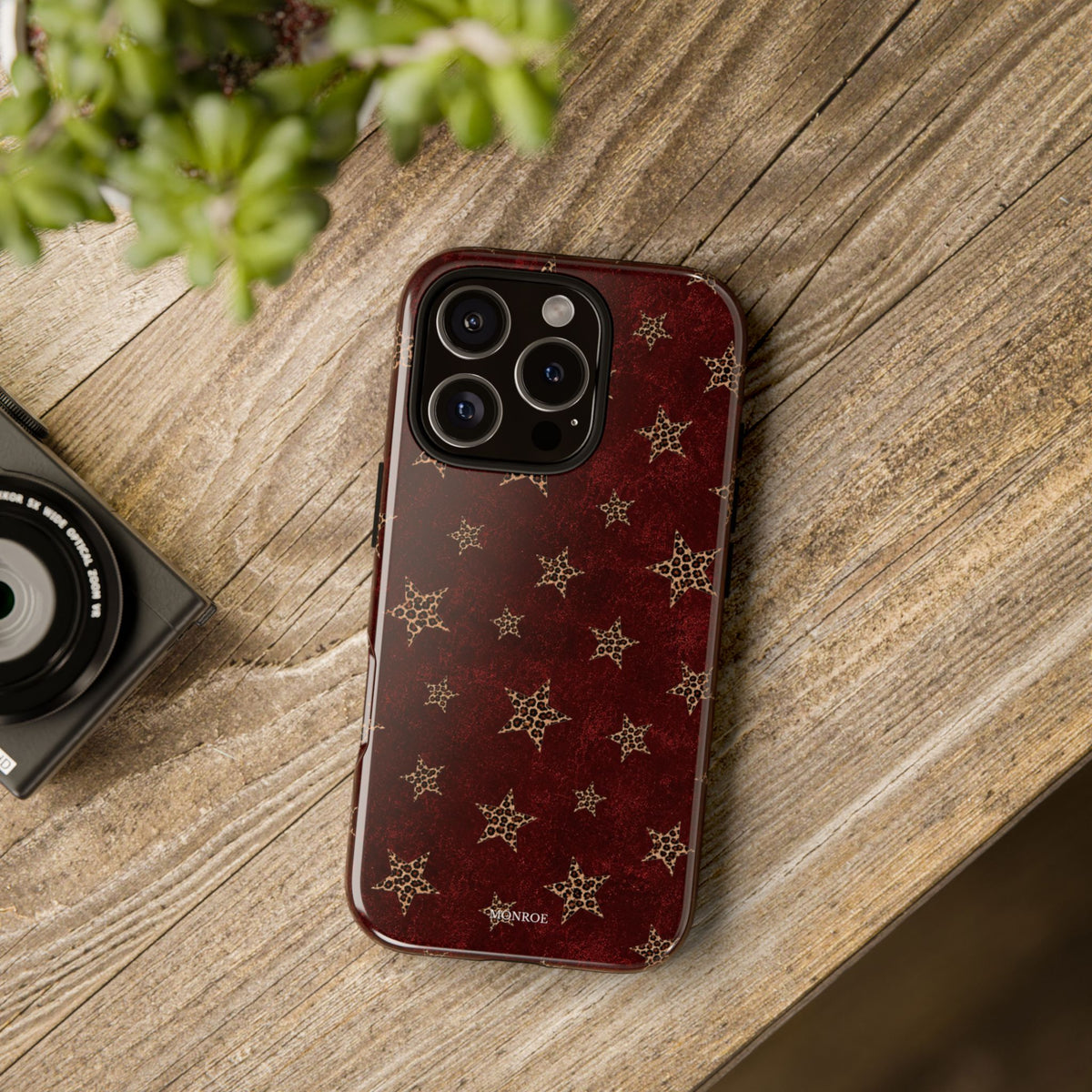 Burgundy Leopard Star Tough Case