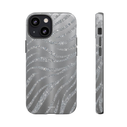 Silver Glitter Zebra Tough Case