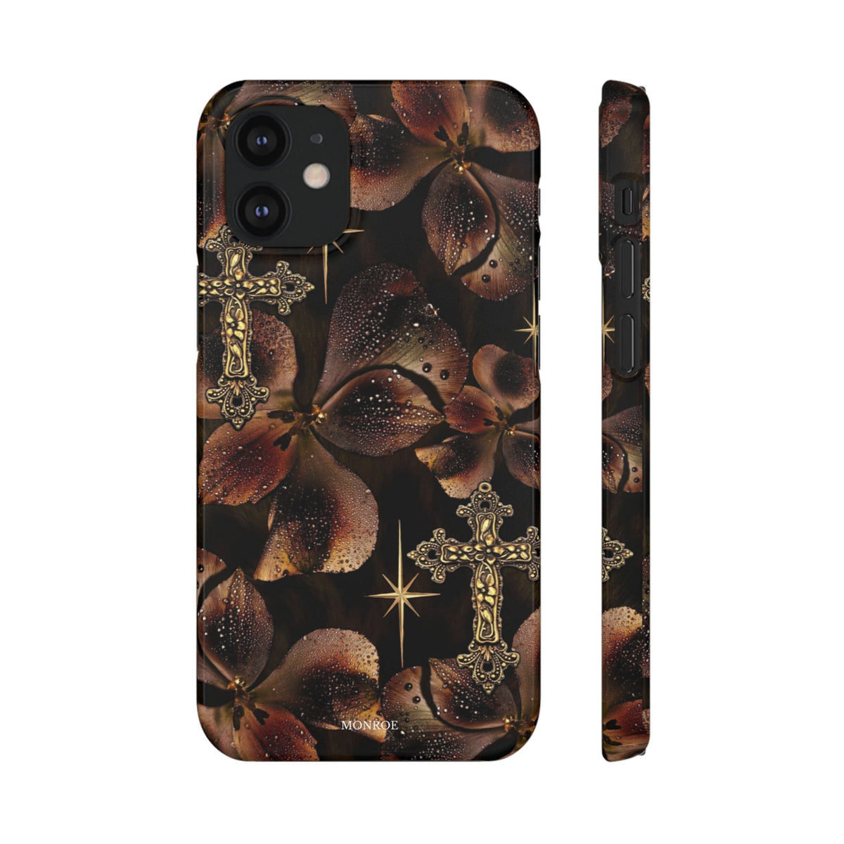 Brown Floral Cross Case