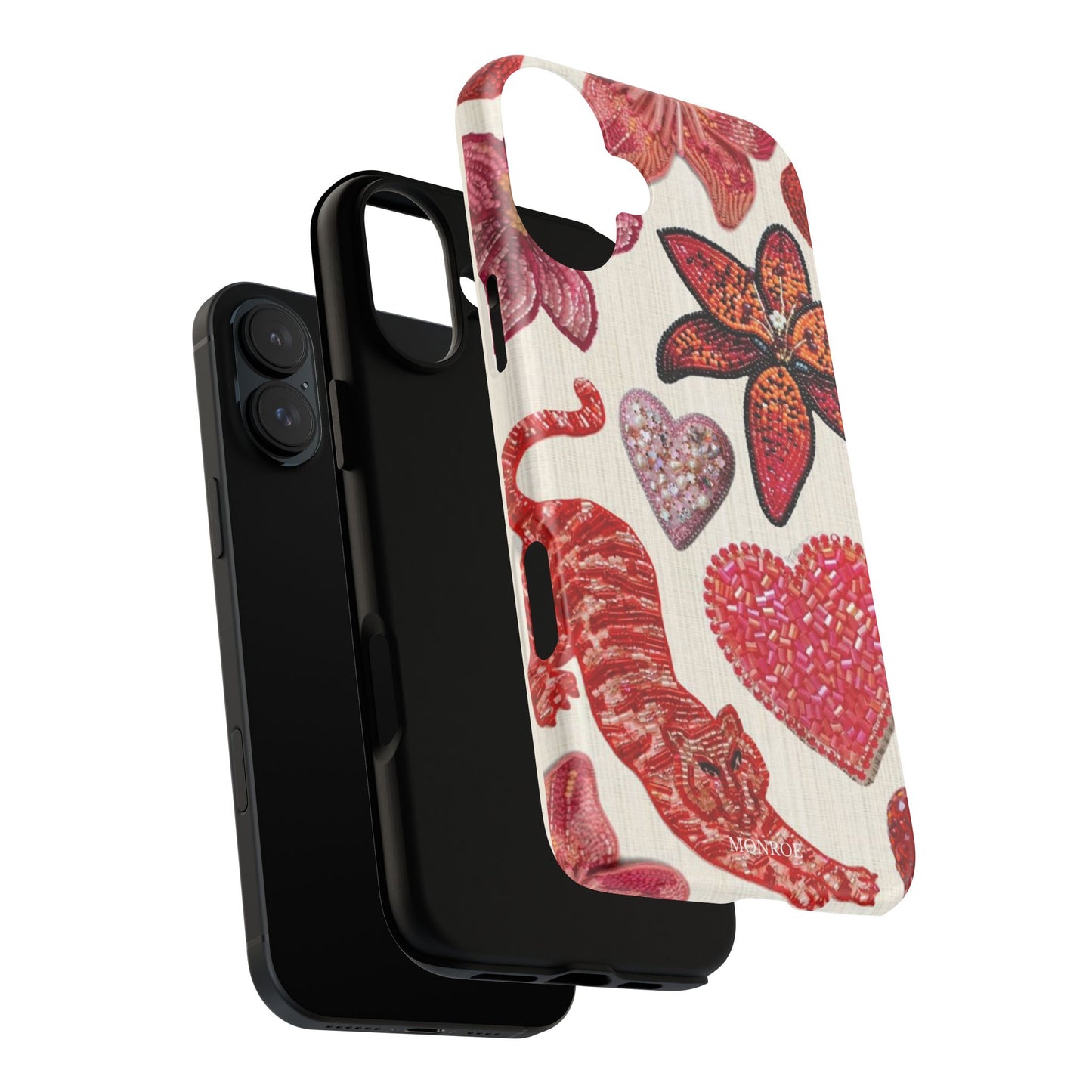 Floral & Heart Pattern Tough Case