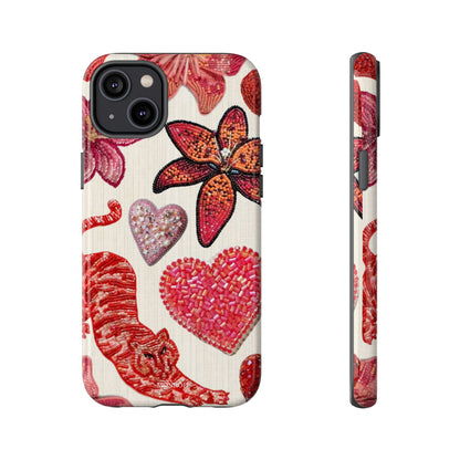 Floral & Heart Pattern Tough Case