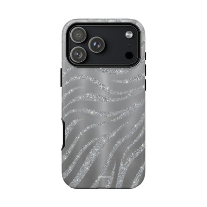 Silver Glitter Zebra Tough Case