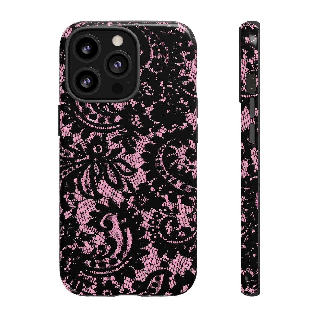 Pink Lace Pattern Tough Phone Case