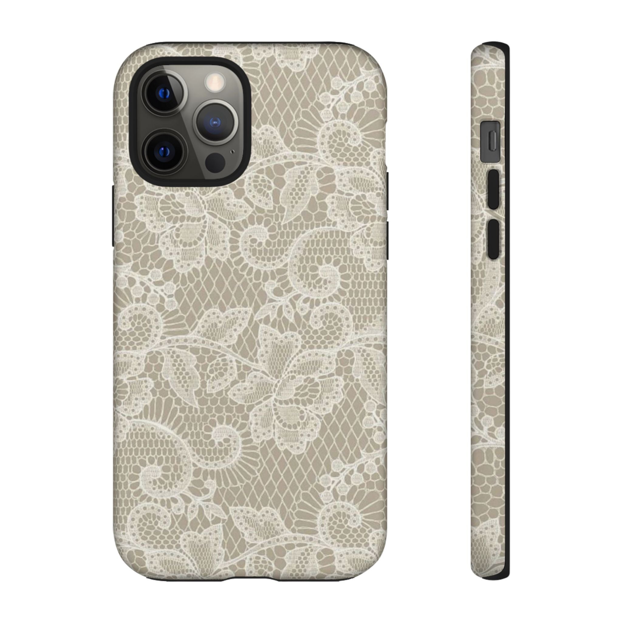 White Lace Pattern Tough Phone Case