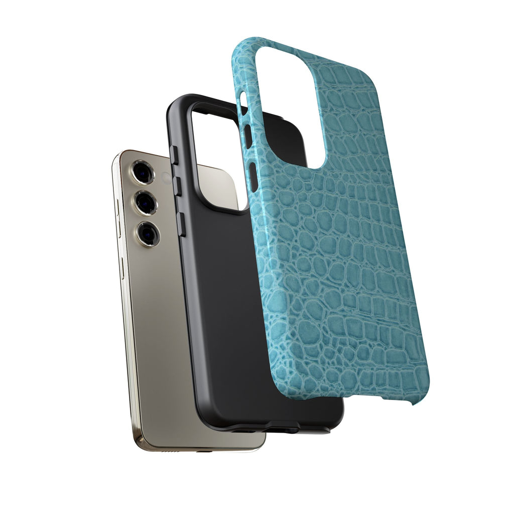 Croc Embossed Turquoise Phone Case