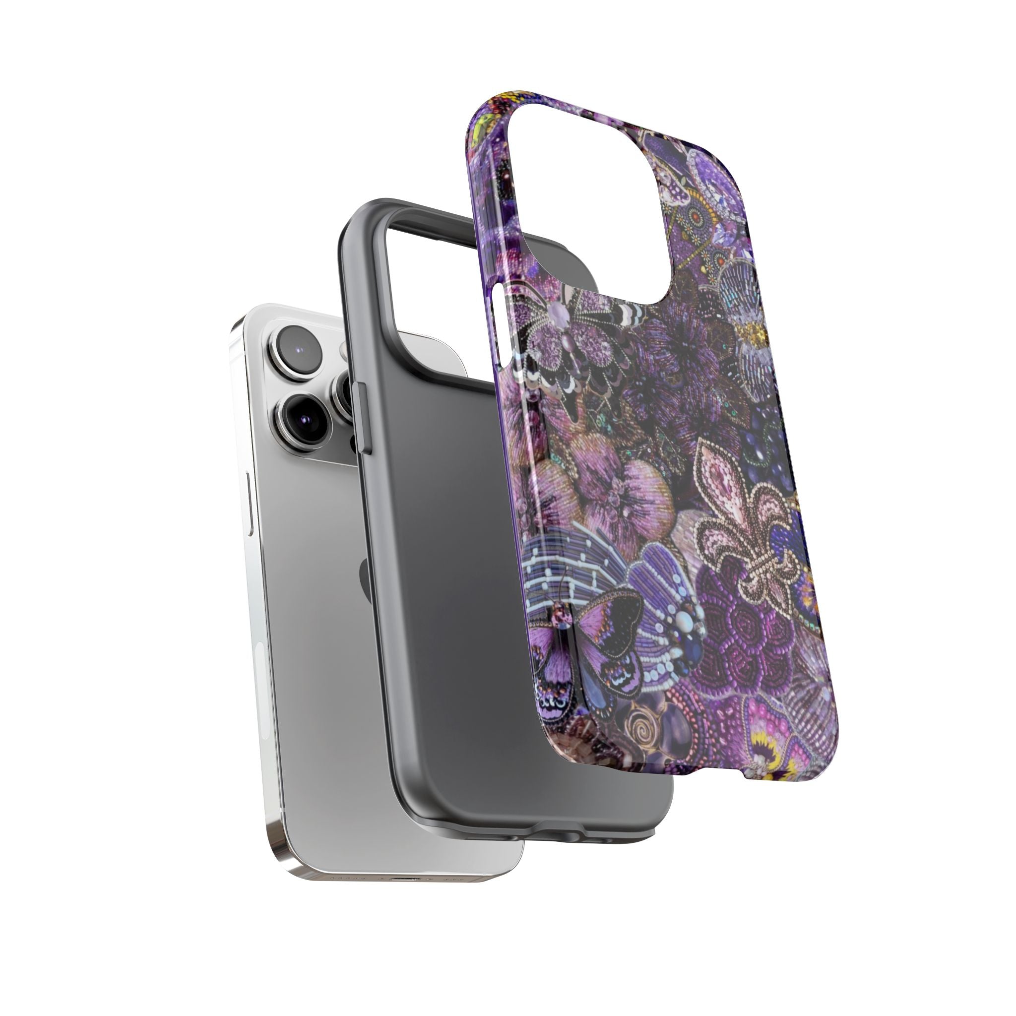 Purple Fleur-de-Lis Floral Tough Phone Case