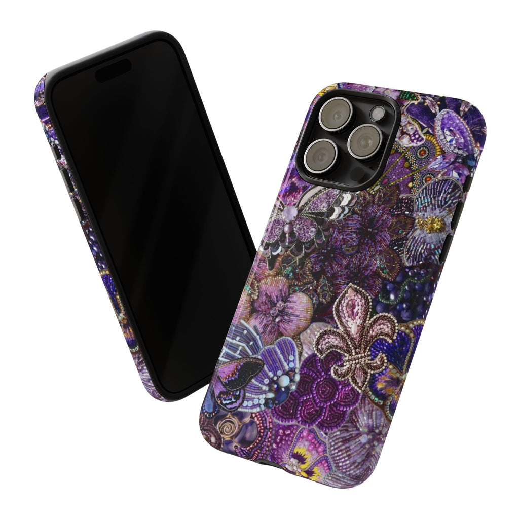 Purple Fleur-de-Lis Floral Tough Phone Case