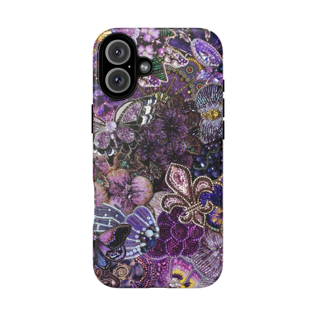 Purple Fleur-de-Lis Floral Tough Phone Case