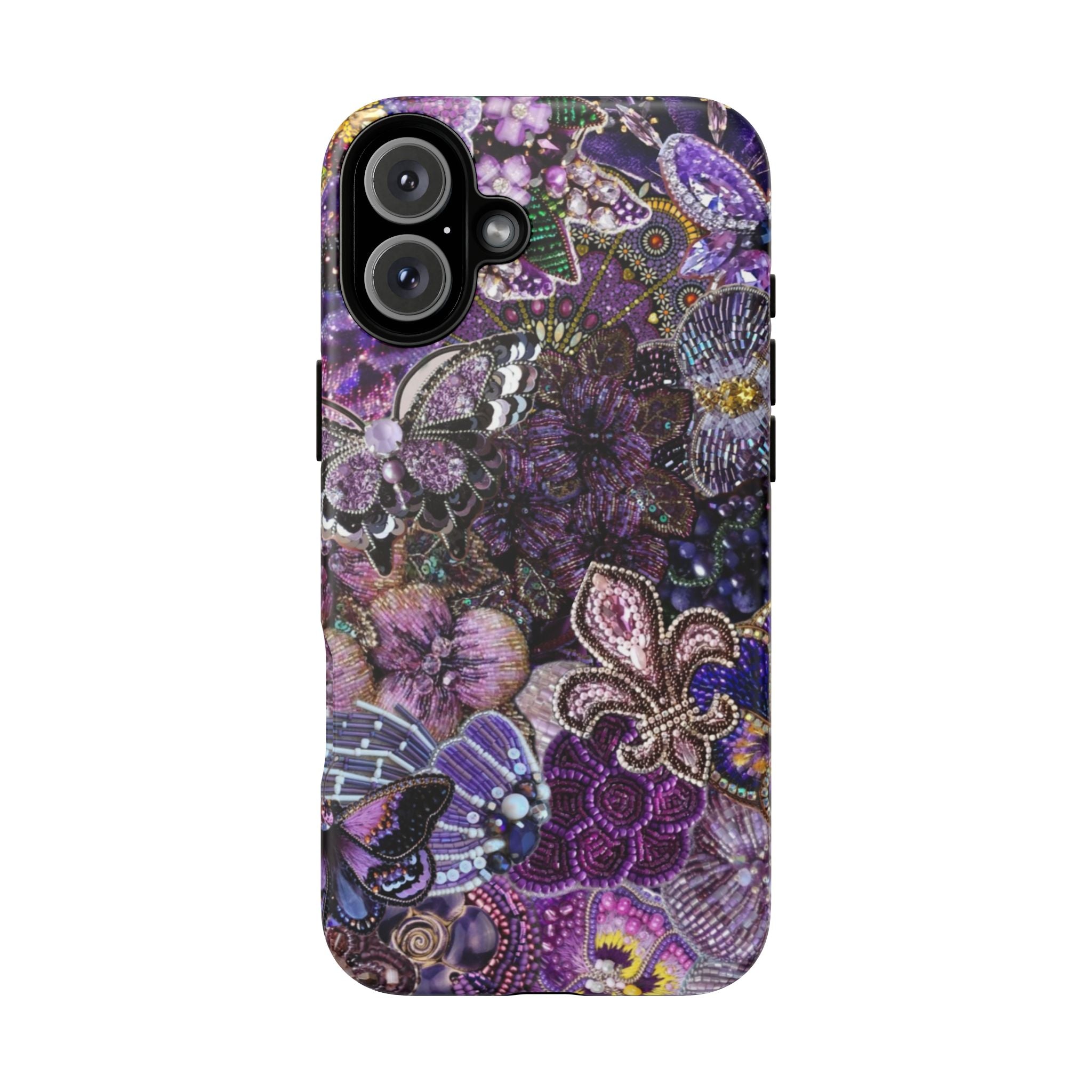 Purple Fleur-de-Lis Floral Tough Phone Case