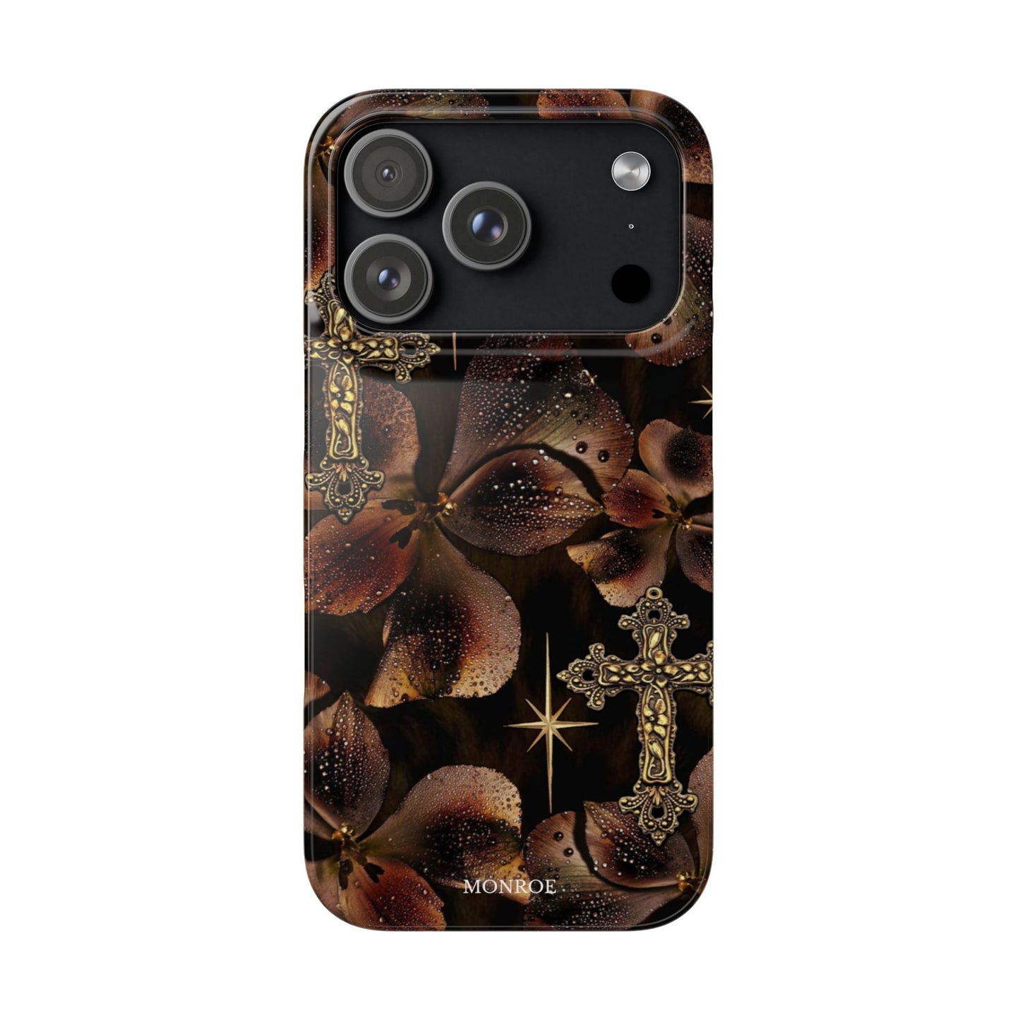 Brown Floral Cross Case