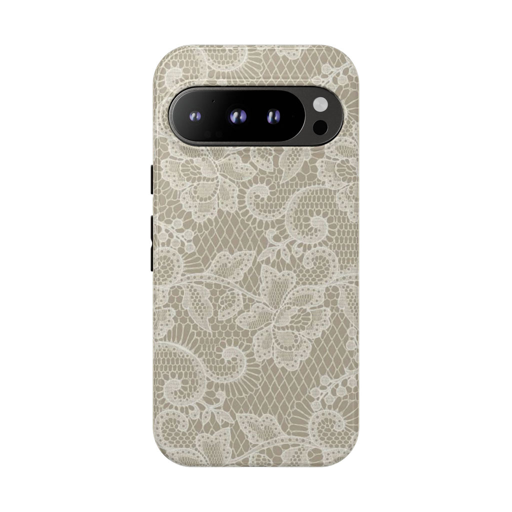 White Lace Pattern Tough Phone Case