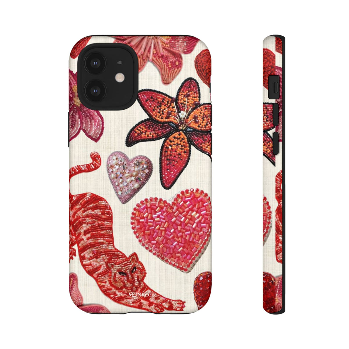 Floral & Heart Pattern Tough Case