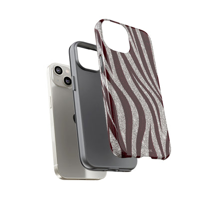 Burgundy Zebra Glitter Tough Case