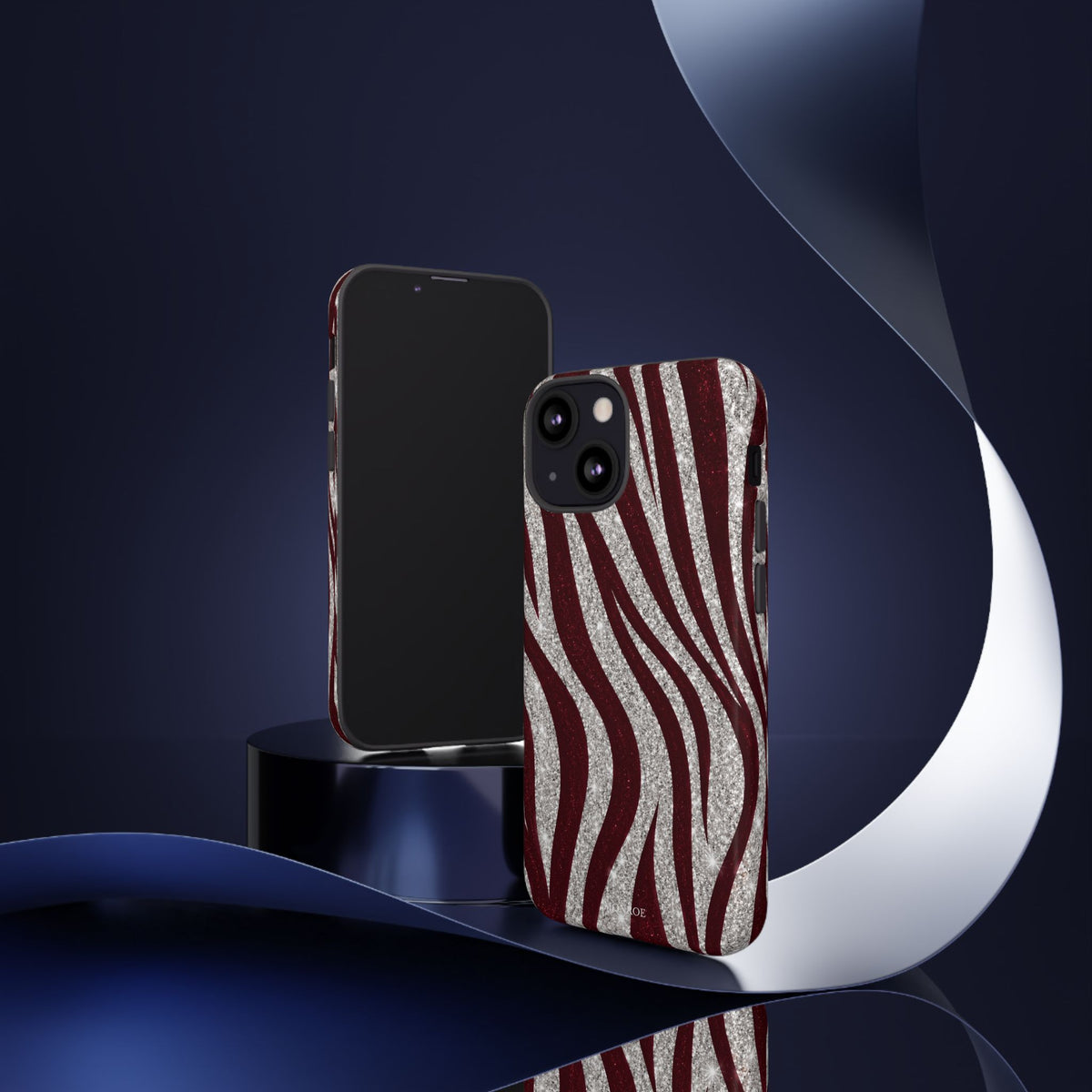 Burgundy Zebra Glitter Tough Case