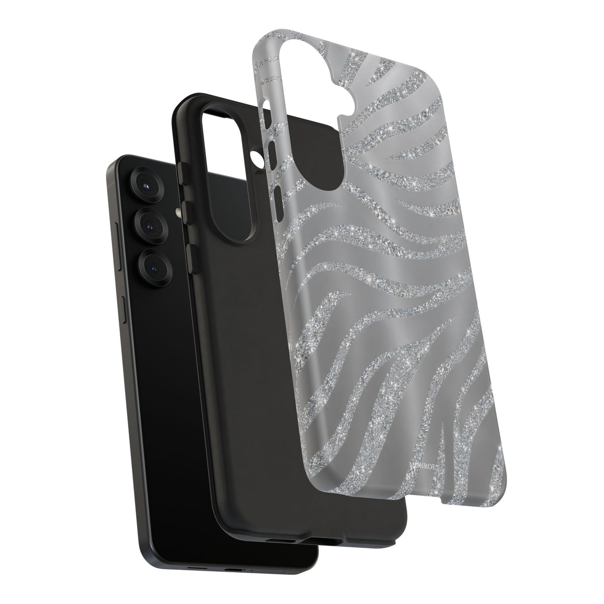Silver Glitter Zebra Tough Case
