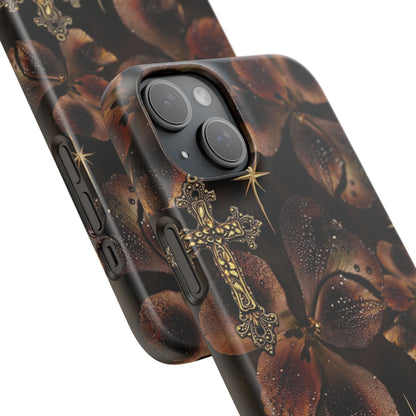 Brown Floral Cross Case