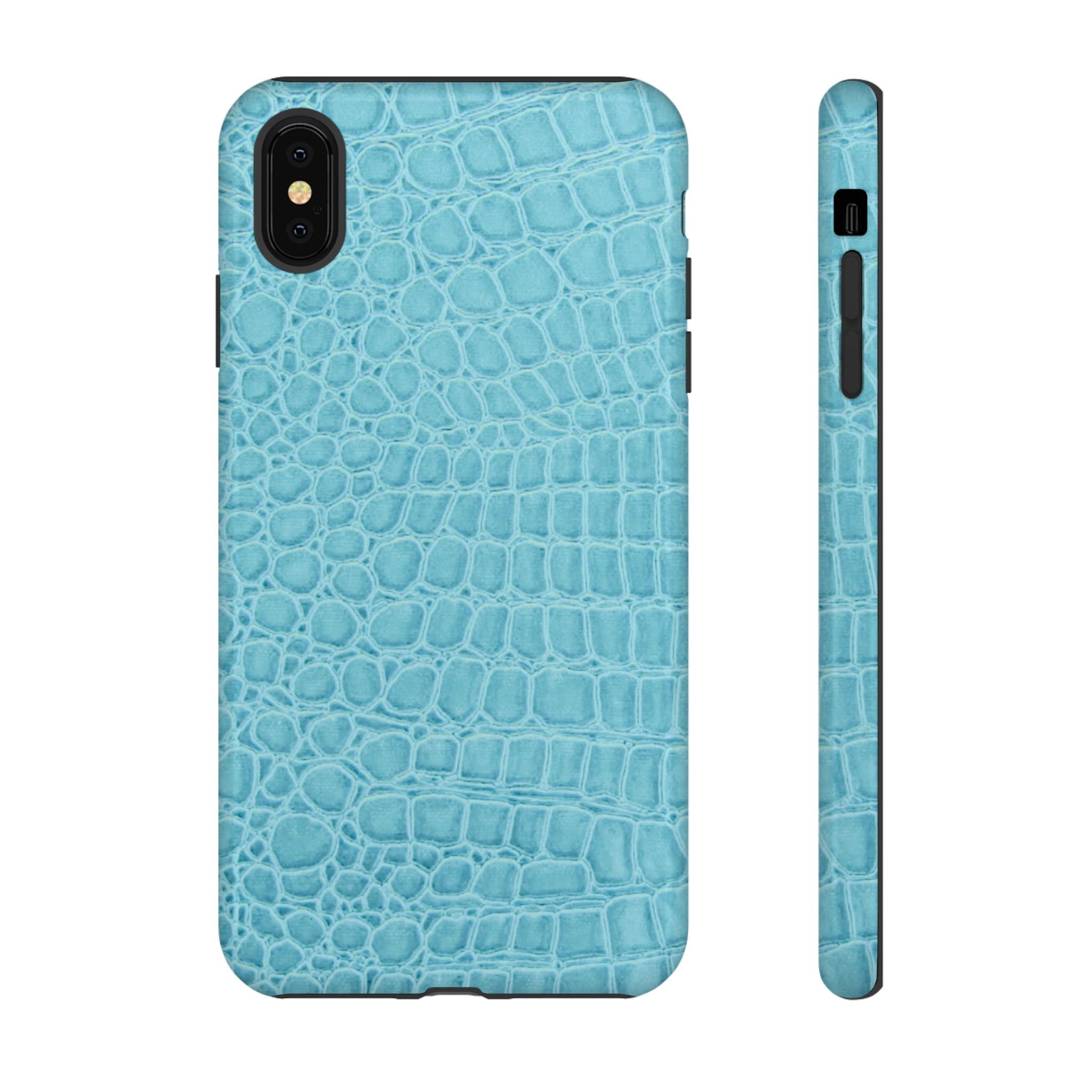 Croc Embossed Turquoise Phone Case