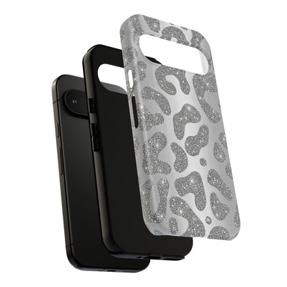 Silver Glitter Leopard Tough Case