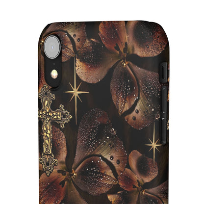 Brown Floral Cross Case