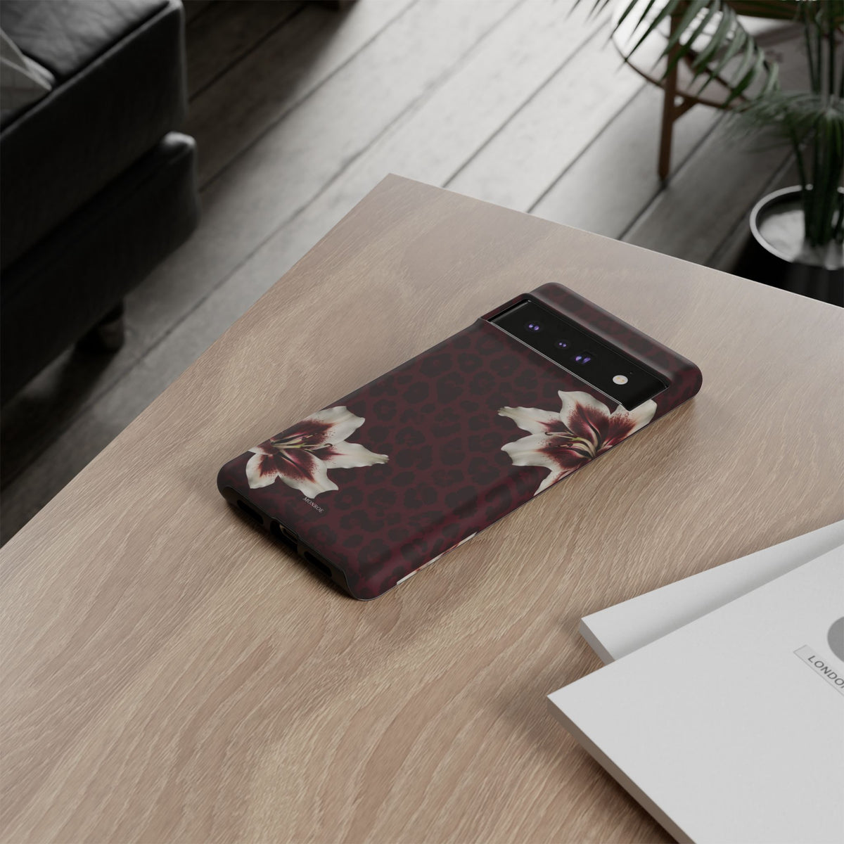 Burgundy Lily Leopard Tough Case